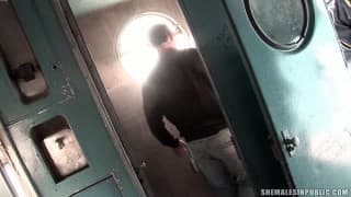 Transsexueller Blowjob im Zug für die Tranny